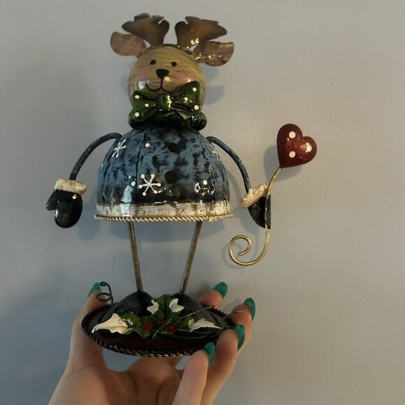 2 Metal Christmas Holiday Bear Reindeer Blue Red Bouncing Spring Figurine - Picture 9 of 13